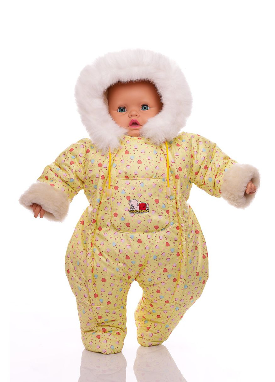 Челевечек на меху для девочки с принтом Сердечек желтый 74 см (27670) BABYKROHA (297199771)
