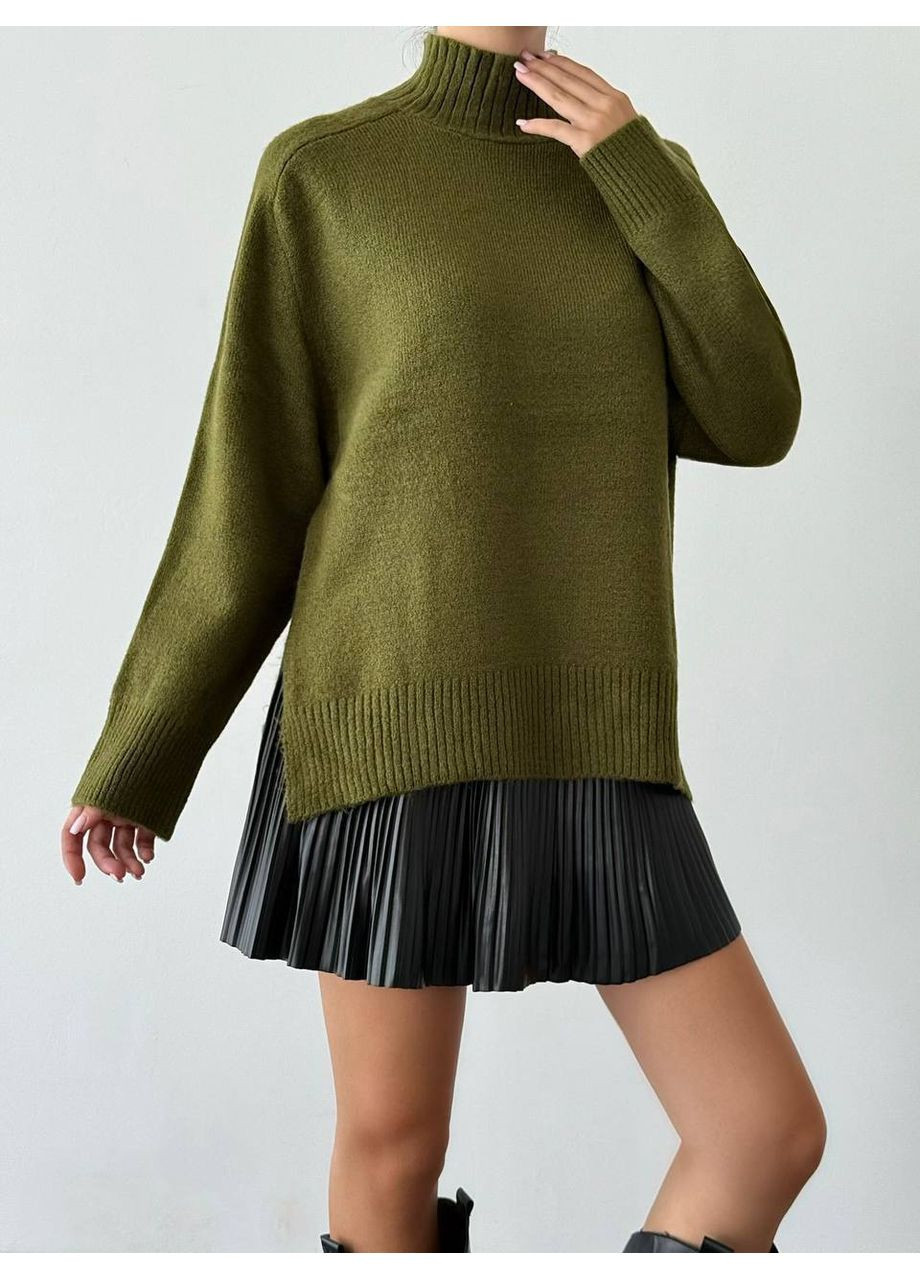 Оливковый (хаки) демисезонный турецкий вязаный свитер из машинной вязки — замеры в описании GD/GL Модний простір