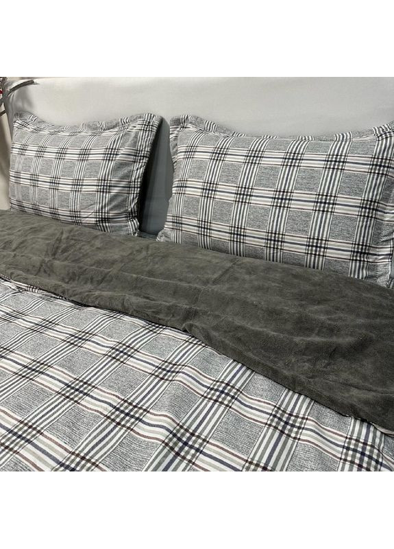 Ексклюзив: постільна білизна євро (Сатин/Велюр). Розкішний комплект сірого кольору 200*230 см. No Brand (370710012)