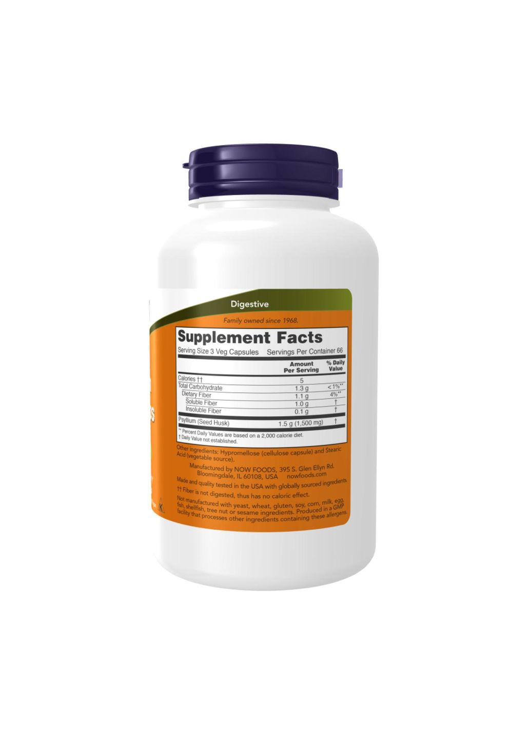 Подорожник Псилиум Psyllium Husks, 200 капсул Now Foods (346086583)