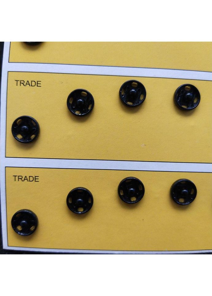 D=8,5мм, пришивные застежки-кнопки для одежды 24шт металл цвет черный Plus-plus (352744696)