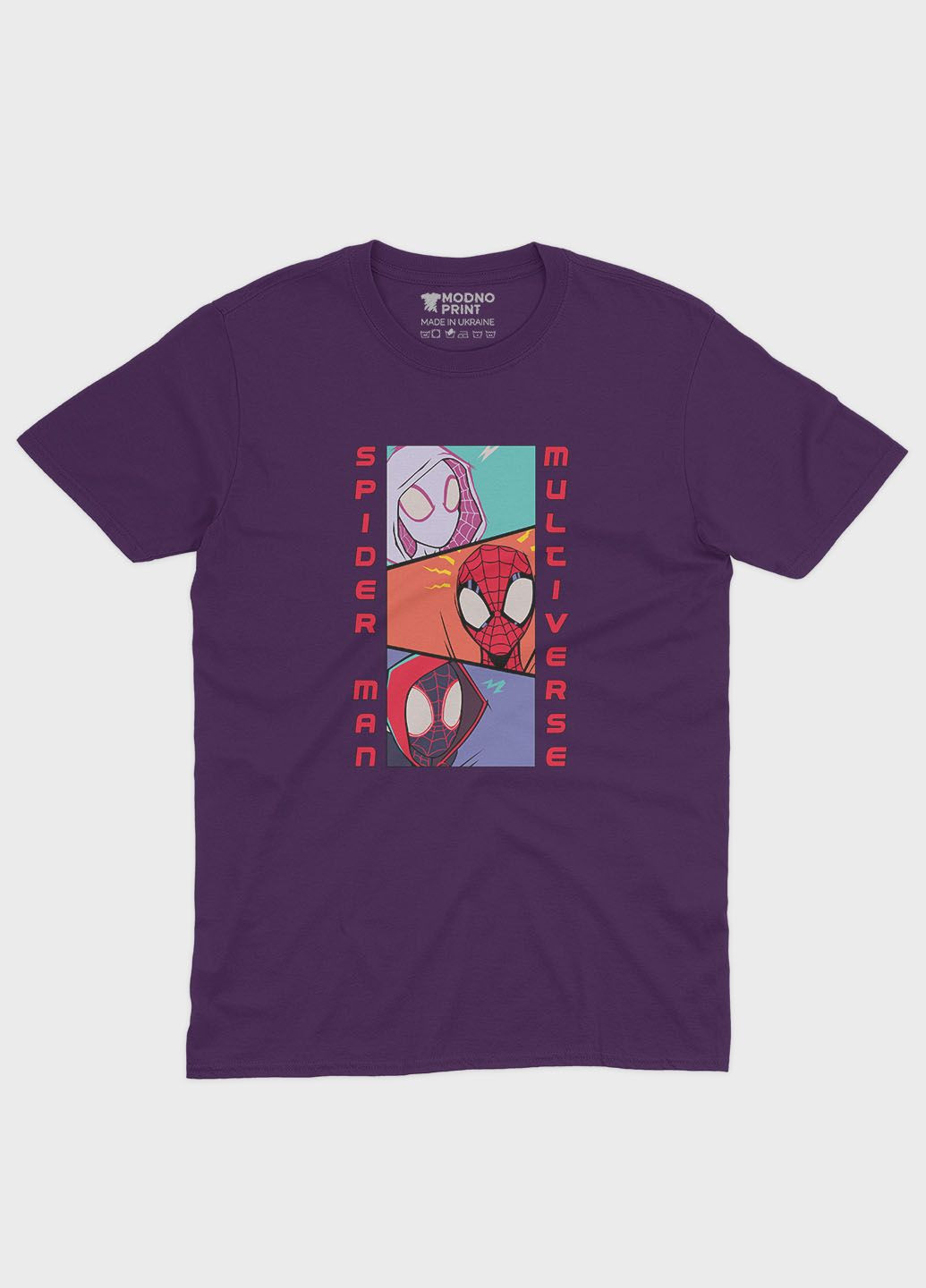 Фіолетова демісезонна футболка для дівчинки з принтом супергероя - людина-павук (ts001-1-dby-006-014-047-g) Modno