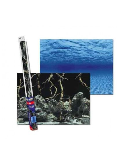 Двосторонній фон синє море та Камені з корчами 100х50см для акваріума Aqua Nova (322711564)
