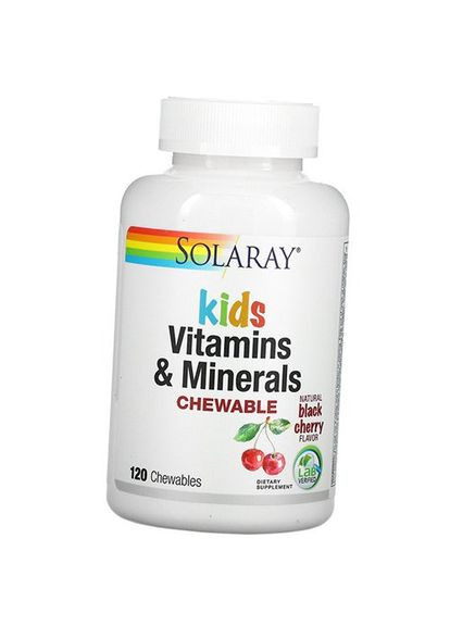 Детские витамины, Kids Vitamins & Minerals, 120таб Вишня 36411009, (36411009) Solaray (293255240)