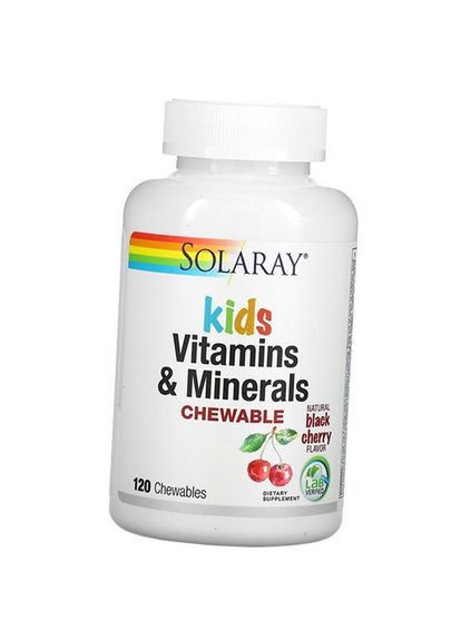 Дитячі вітаміни, Kids Vitamins & Minerals, 120таб Вишня (36411009) Solaray (293255240)