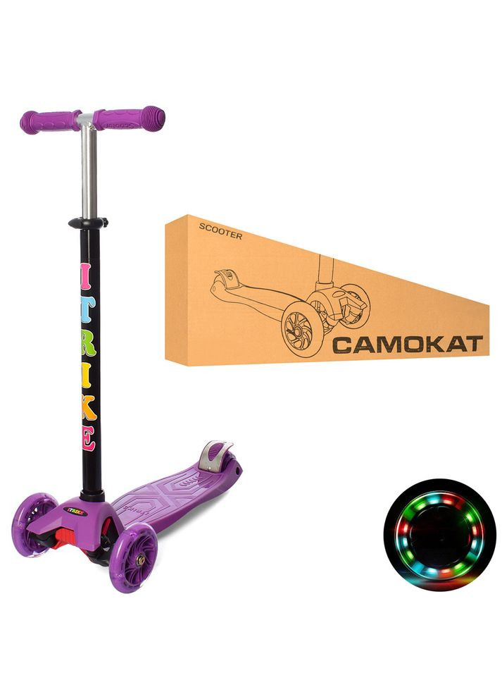 Самокат детский техколесный со светящимися колесами JR 3-003-V MAXI iTrike (322592937)