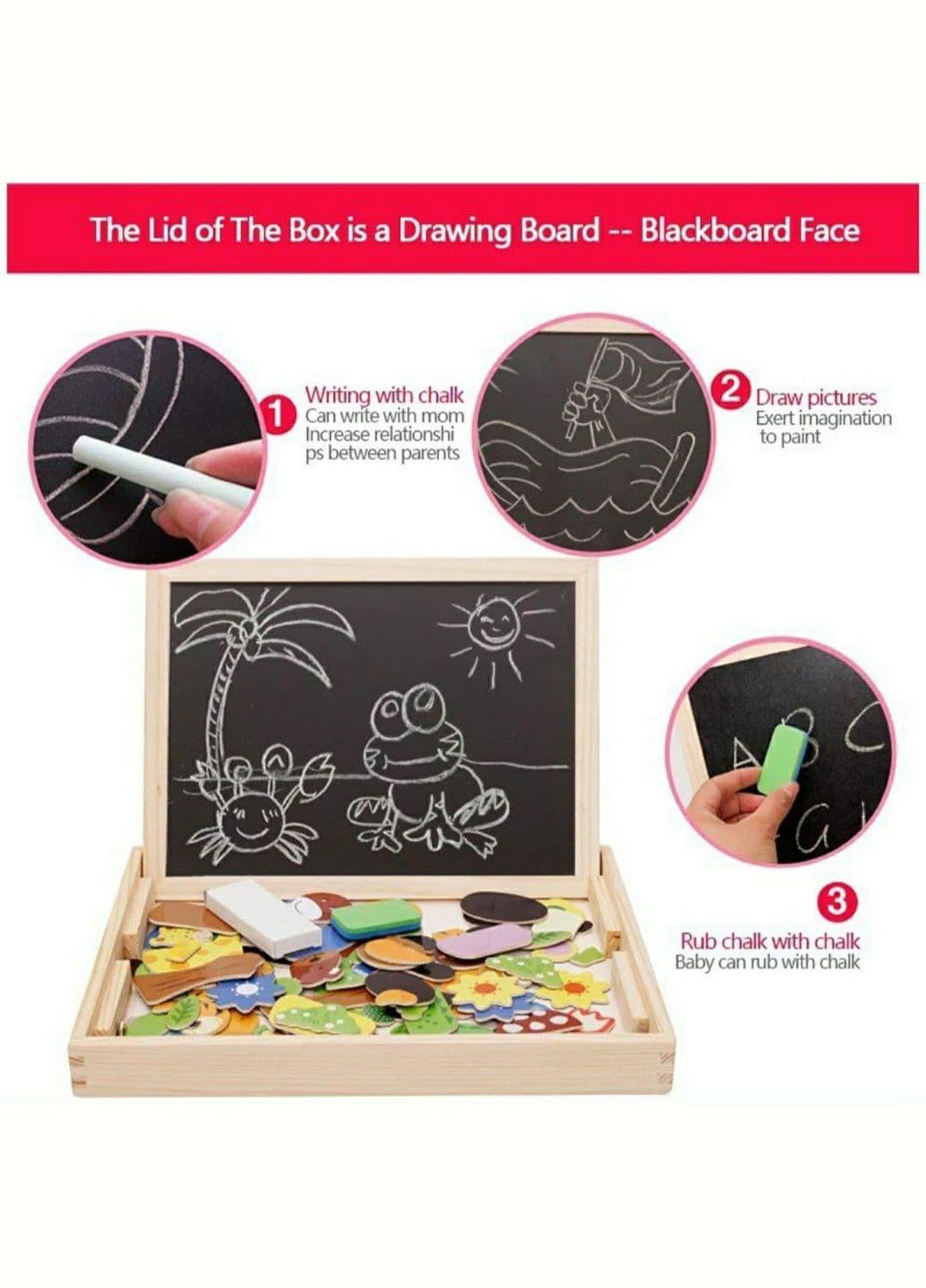 Дитяча двостороння дошка з набором магнітів LimoToy MD 0815 магніти, крейду, фломастер, губка Limo Toy (327216909)