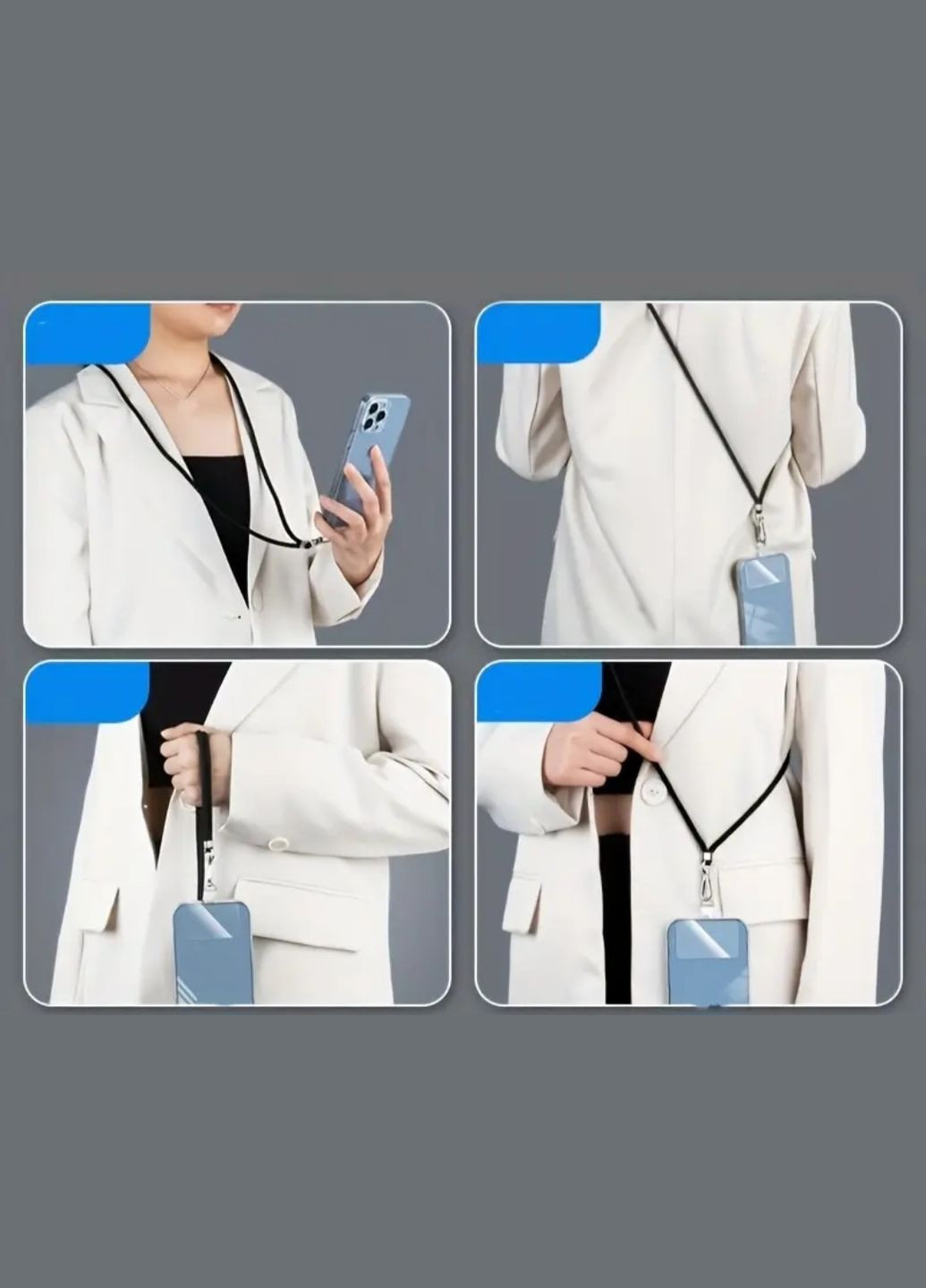 Шнурок ремешок брелок для телефона Темный синий No Brand (339679806)