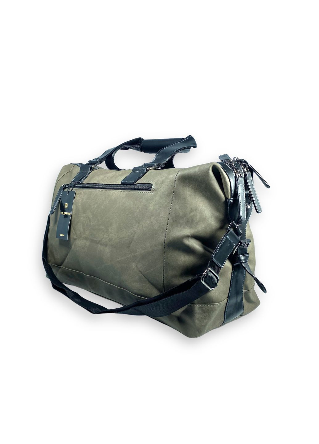 Дорожня сумка з екошкіри 2 відділи внутрішні кишені з"ємний ремінь розмір: 50*30*20 см зелена Filippini (285814910)