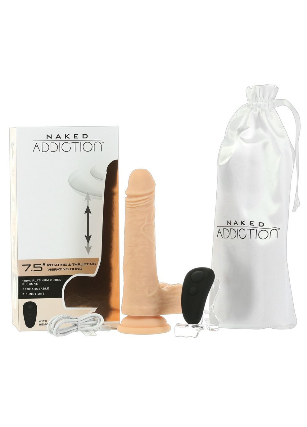 Вібратор Addiction 7,5" Rotating, Thrusting & Vibrating Dong MULTISHOP Naked (341303915)