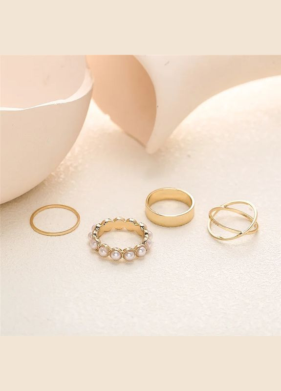 Набір жіночих кілець 4 шт регульовані перли комплект No Brand (340463790)