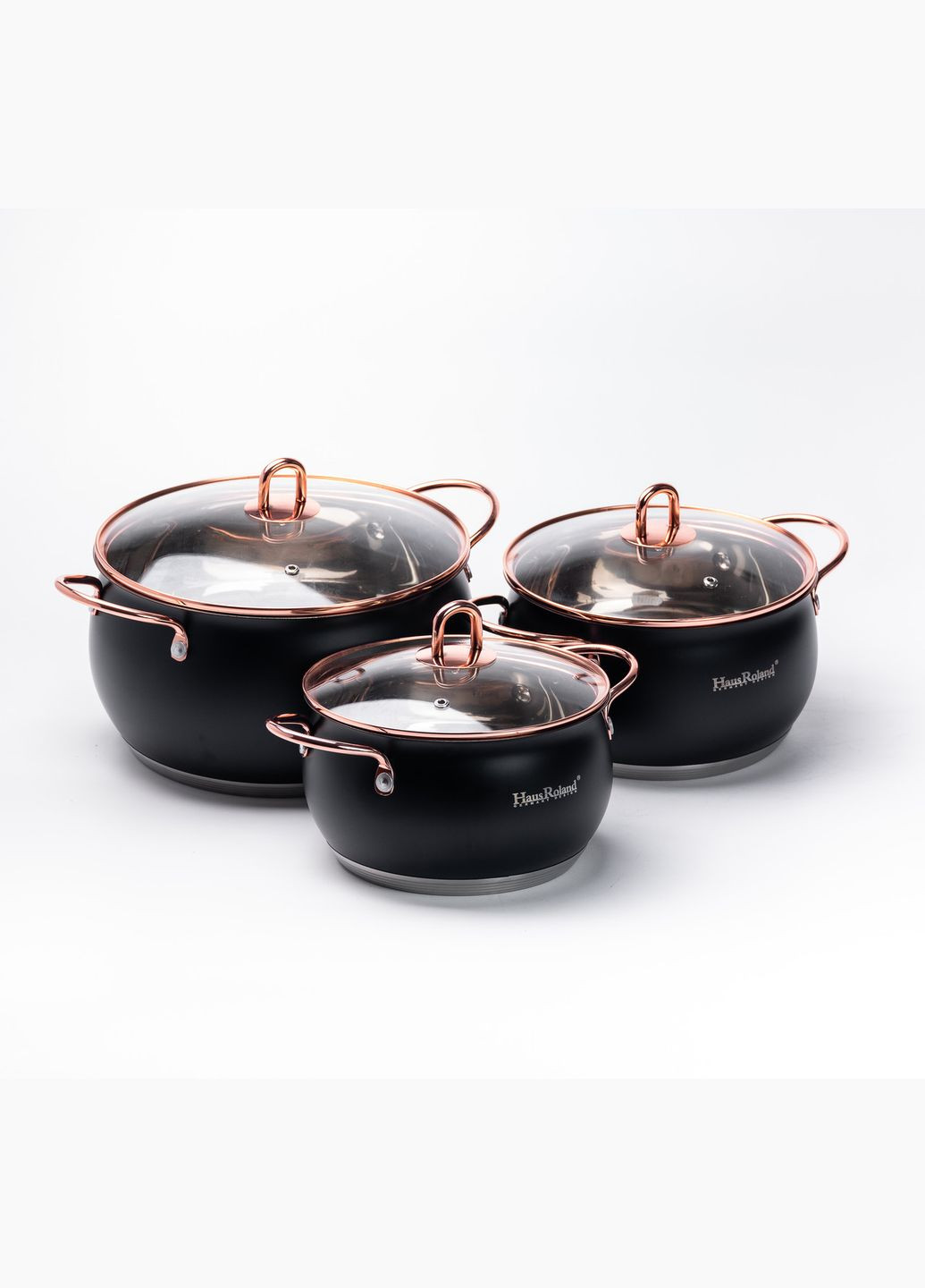 Набір каструль Haus Roland із нержавіючої сталі 6,1/2,6/3,6 л, чорний Yiwu (322421134)