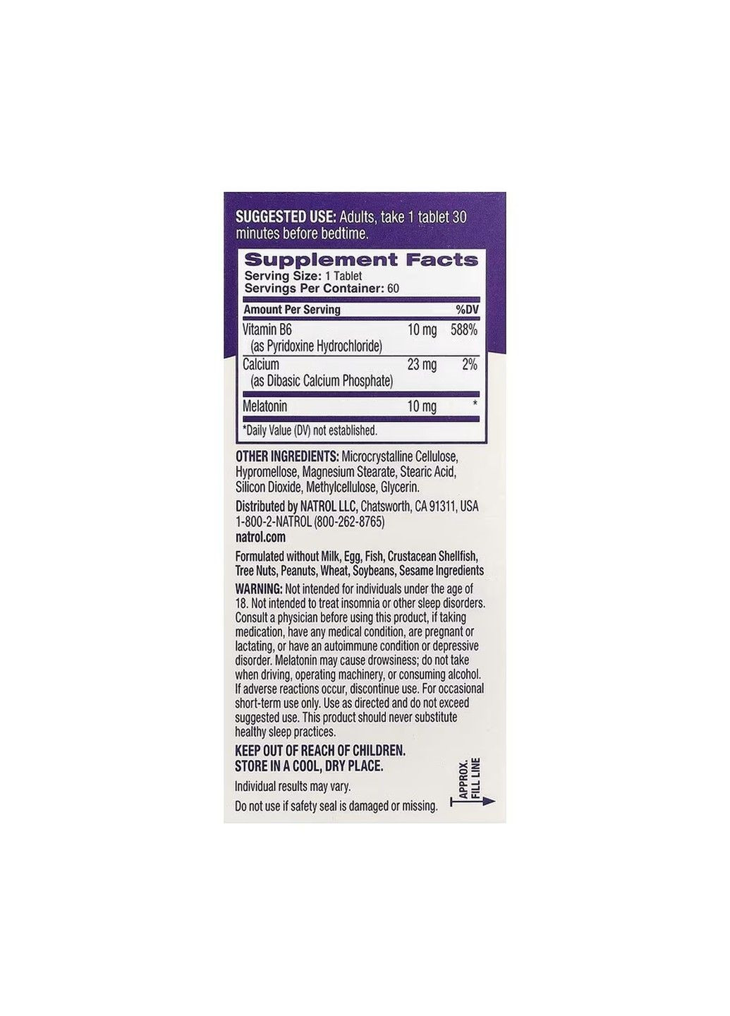 , мелатонин, медленное высвобождение, 10 мг, 60 таблеток Natrol (361319955)