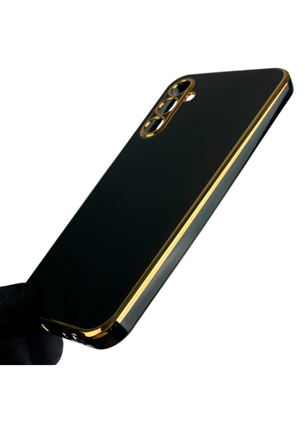 Чохол для Galaxy A24 (SM-A245F) із золотим кантом із захистом камери на самсунг а24 чорний Samsung (366019760)