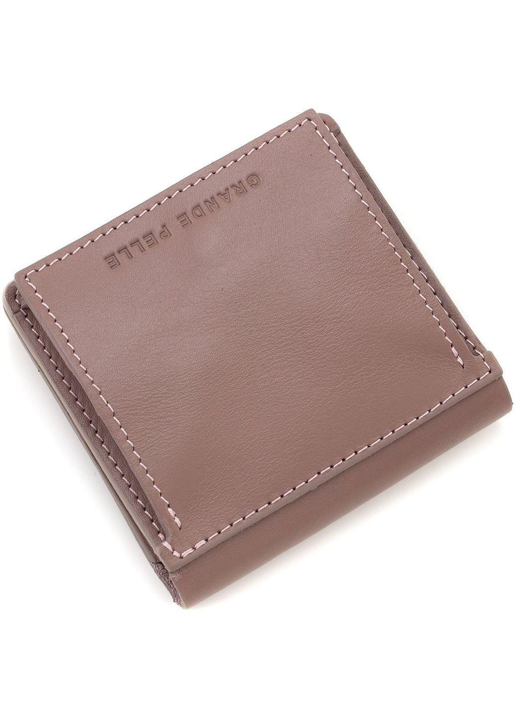 Маленький жіночий гаманець пудрового кольору 537665 Grande Pelle (303830549)