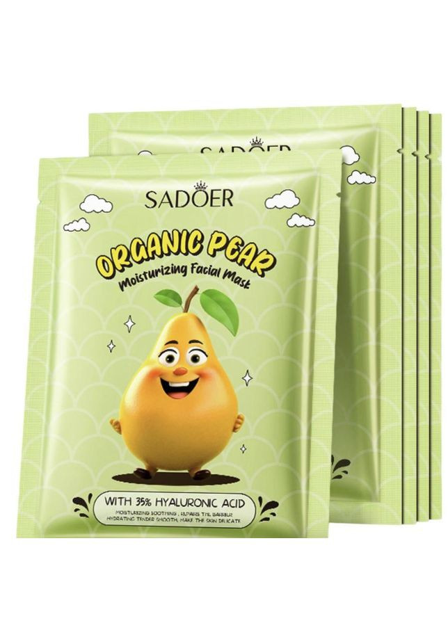 Маска для лица с грушей Pear Moisturizing Hyaluronic Acid Mask 25 г х 5 шт SADOER (335057206)