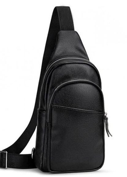 Сумка слінг чоловіча чорна через плече із натуральної шкіри Tiding Bag (302390985)