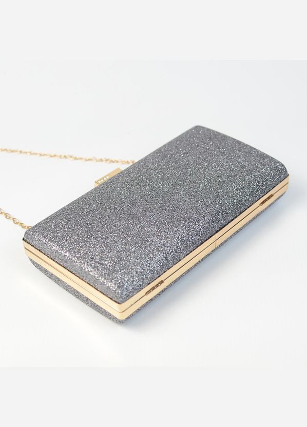 Серый женский маленький вечерний клатч бокс, мини сумочка с блестками на цепочке No Brand (311282286)