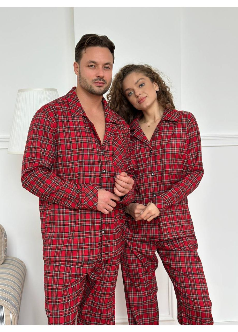 Червона всесезон стильна жіноча піжама фемілі лук сорочка + брюки Vakko