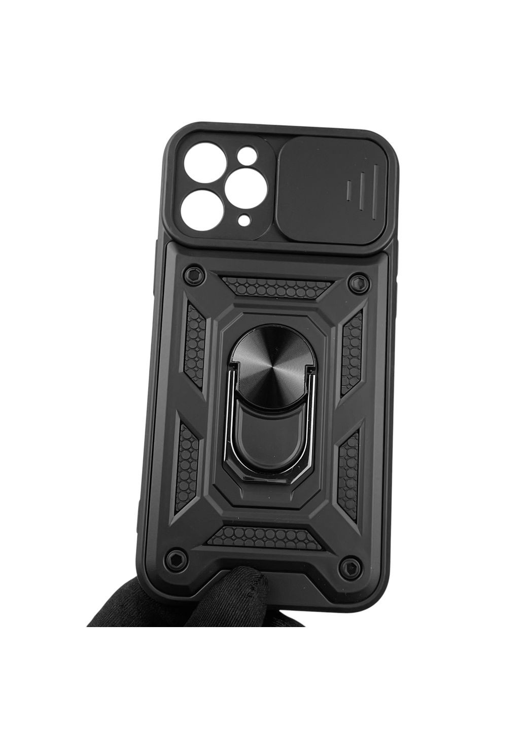 Чехол для iPhone 11 Pro бронированный с кольцом со шторкой на айфон 11 про чёрный rg1 Apple (366230630)