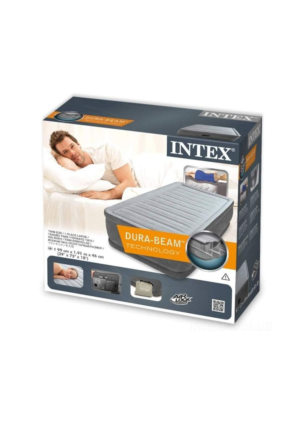 Надувне ліжко 191 x 99 x 46 см 64412 COMFORT-PLUSH Intex (344559441)