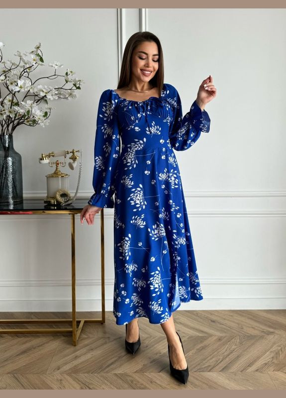 Синее платье sa-510 синее ISSA PLUS однотонное