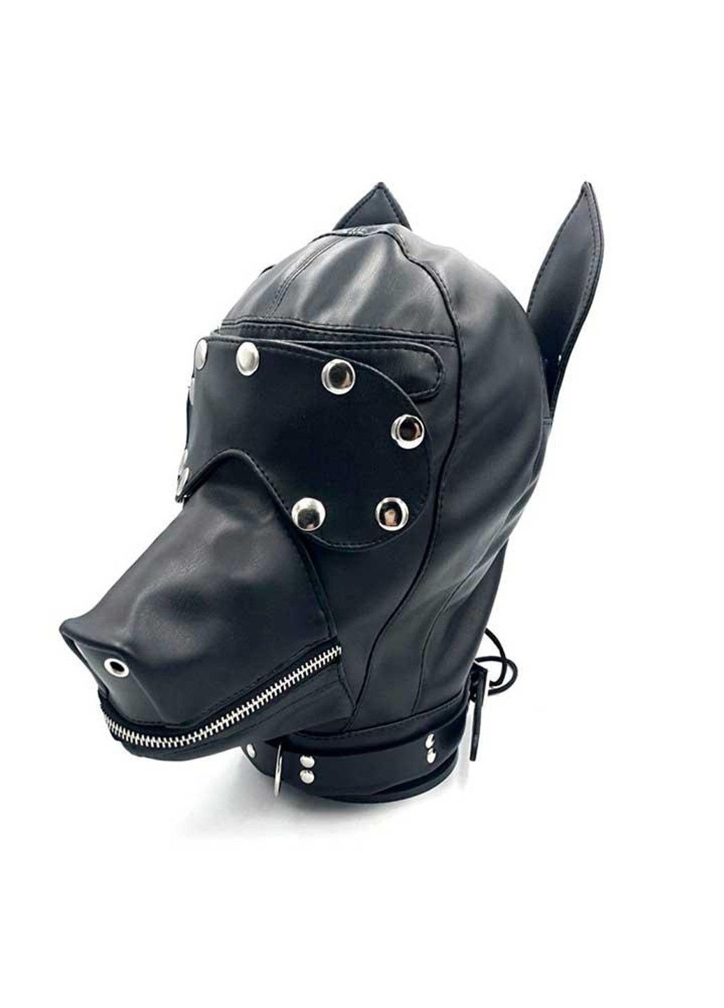 Черный бондажный шлем-маска "Пёс" – Садо-мазо No Brand (288538617)