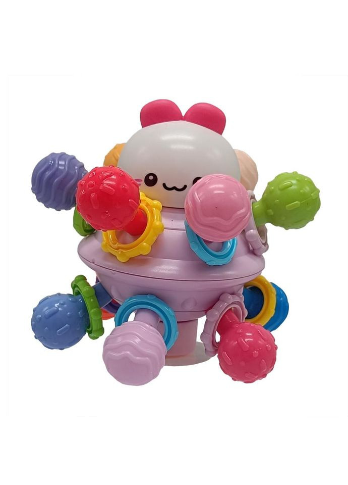 Детская погремушка "НЛО" 689 подвижные детали, на присоске (Розовый) No Brand (330602327)