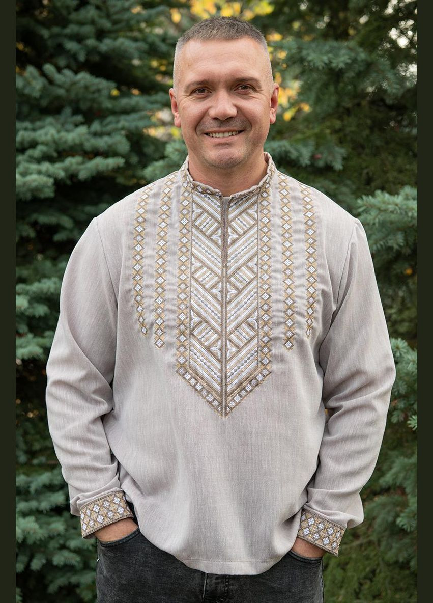 Кавова чоловіча вишиванка гори кавова V&V (305826901)