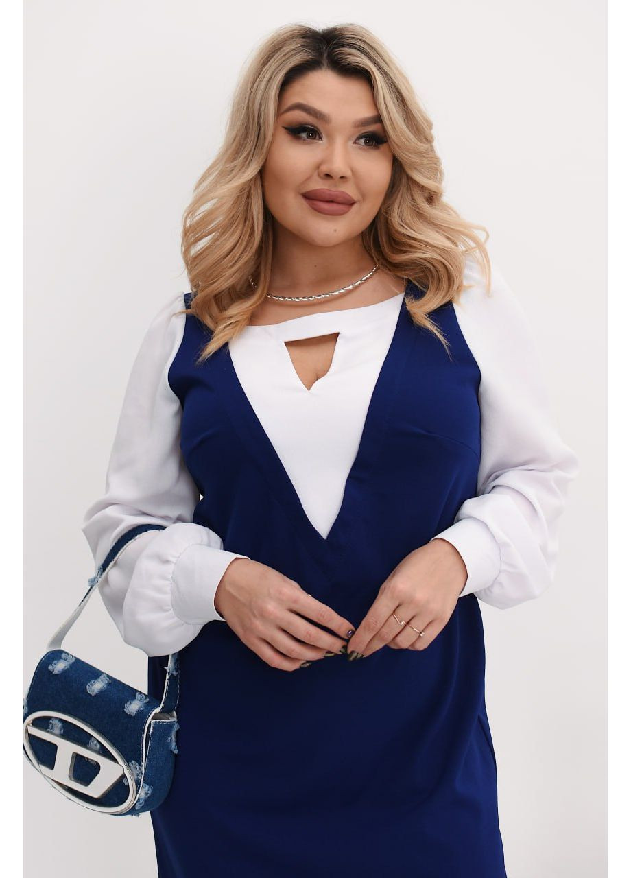 Індиго ділова, кежуал жіноча сукня вільна пряма Style Point однотонна