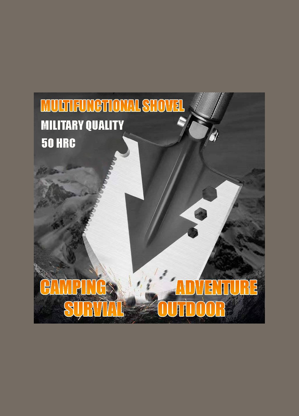 Лопата тактическая многофункциональная Traveler HH004 / для туризма / рыбалки / нож / огниво / бита / чехол No Brand (325432550)