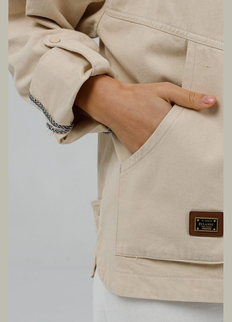 Бежева демісезонна джинсова куртка-толстовка Lora