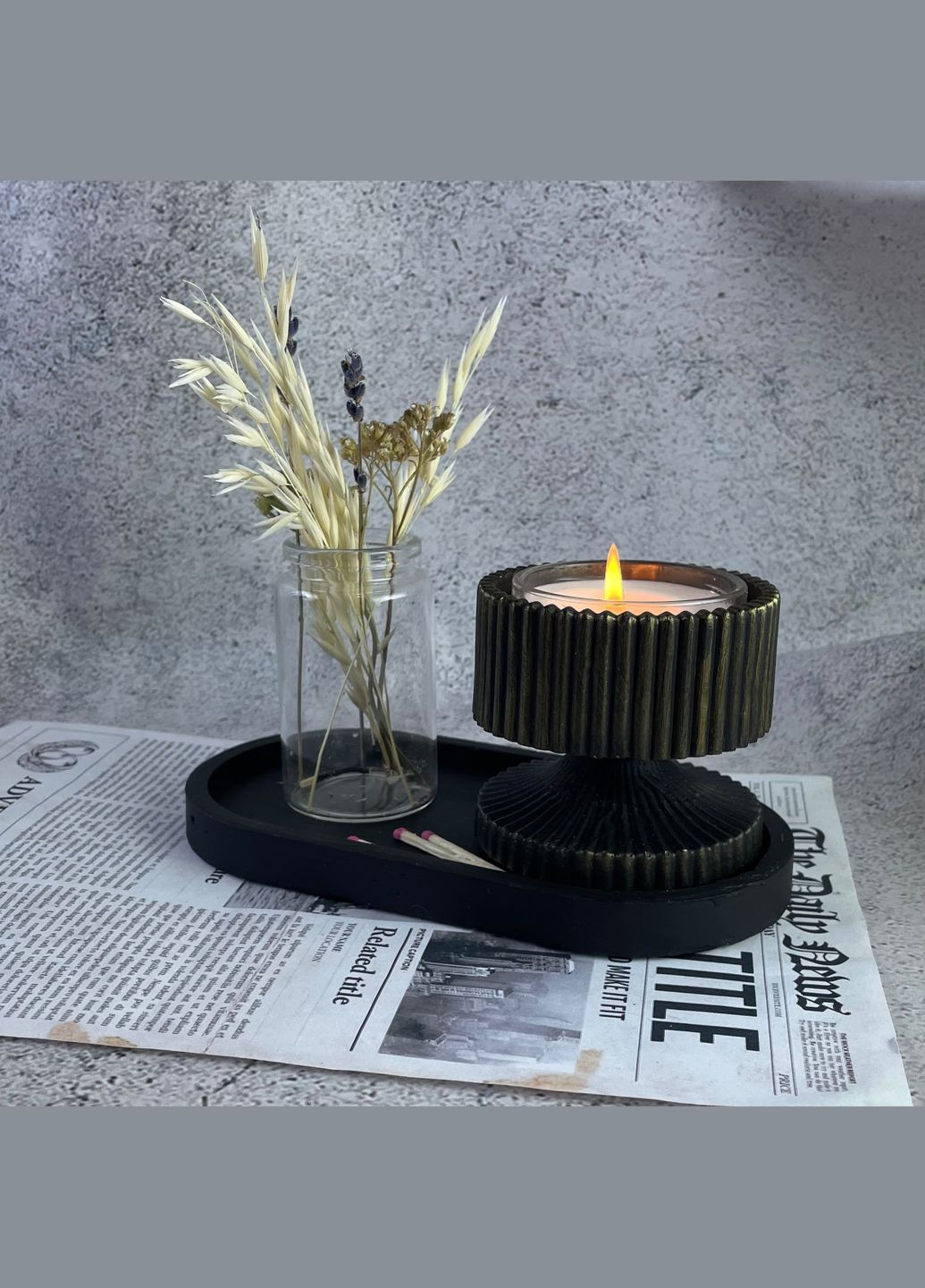 Гипсовый подсвечник на ножке No Brand (322347079)