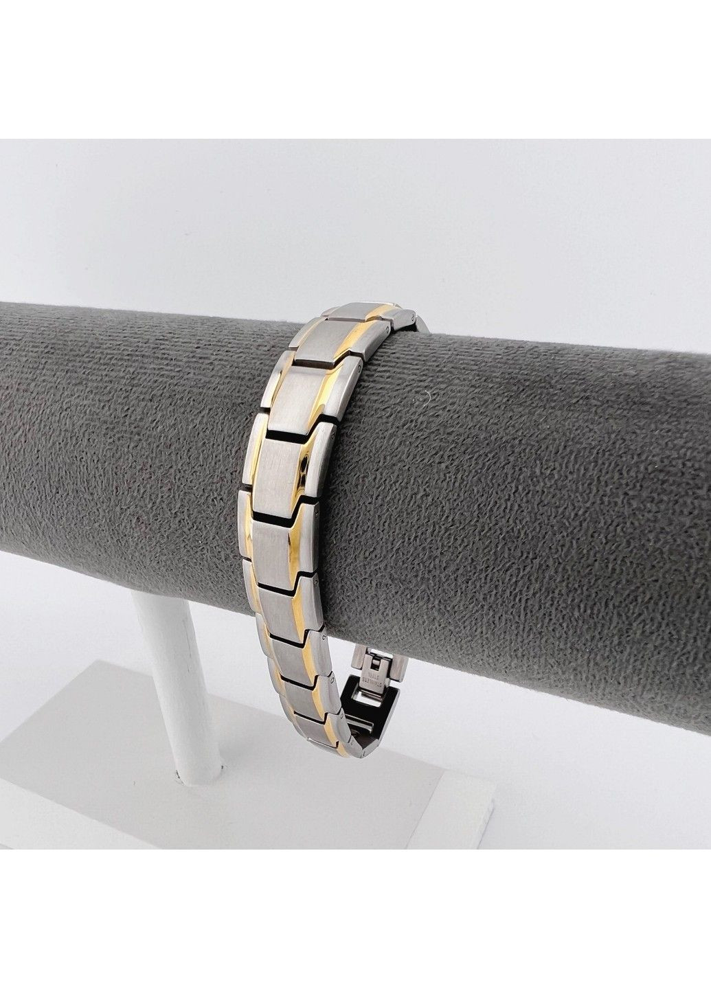 Мужской браслет из нержавеющей медицинской стали с магнетитами 21.5см BS-021 No Brand (299486524)