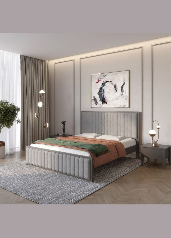 Односпальне дерев'яне ліжко Відень (RAL9011)/Аляска 93 (Сірий) 90х200 см (MBG-10968) Mebigrand (366087739)