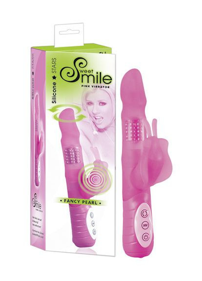 Вібратор FANCY PEARL з відростком у вигляді метелика з вусиками Smile (301909402)