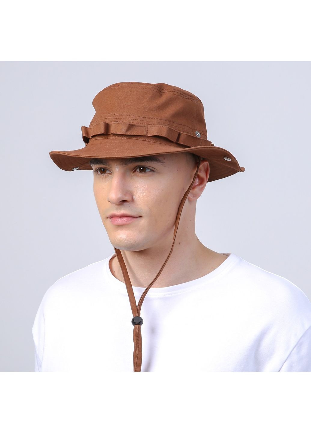 Панама чоловіча одностороння котон коричнева ЧЕЛАНО 804-807 LuckyLOOK 804-807М (342058097)