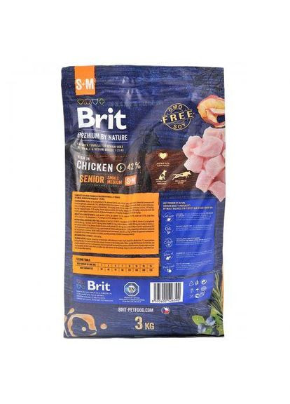 Сухой корм Dog Senior S+M для стареющих собак малых и средних пород, с курицей, 3 кг (*) Brit Premium (323219807)