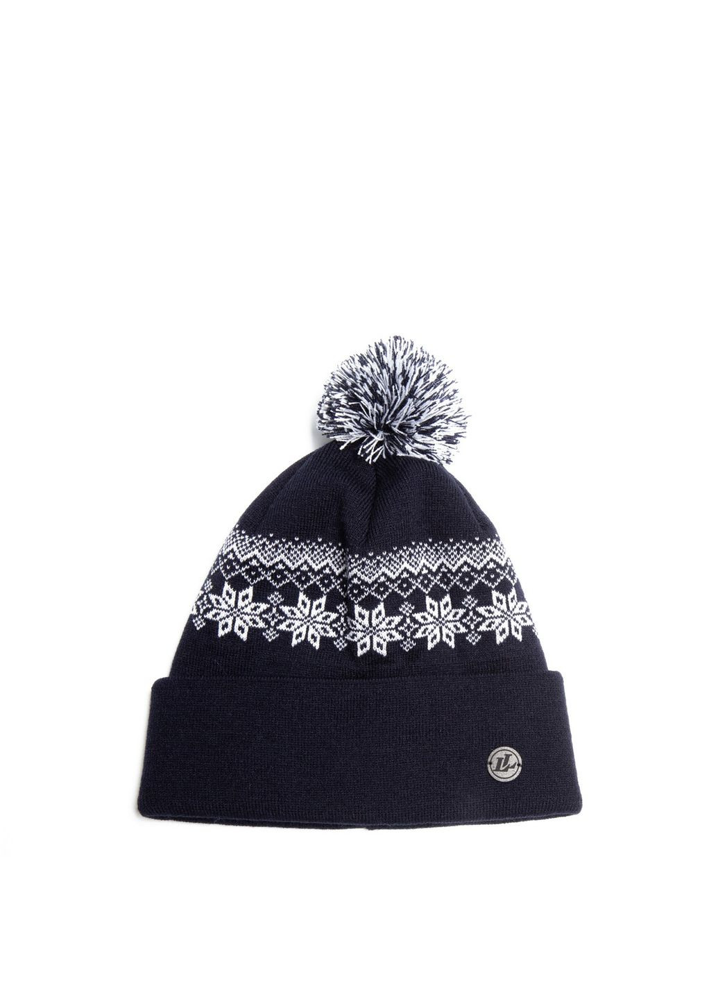 Шапка с помпоном женская шерсть синяя PERCY LuckyLOOK 924-484 (322791905)