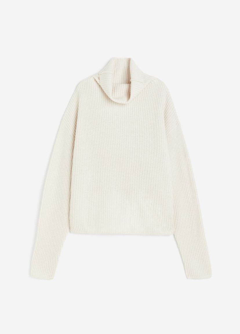 Молочний зимовий светр вовняний кашемір бленд H&M