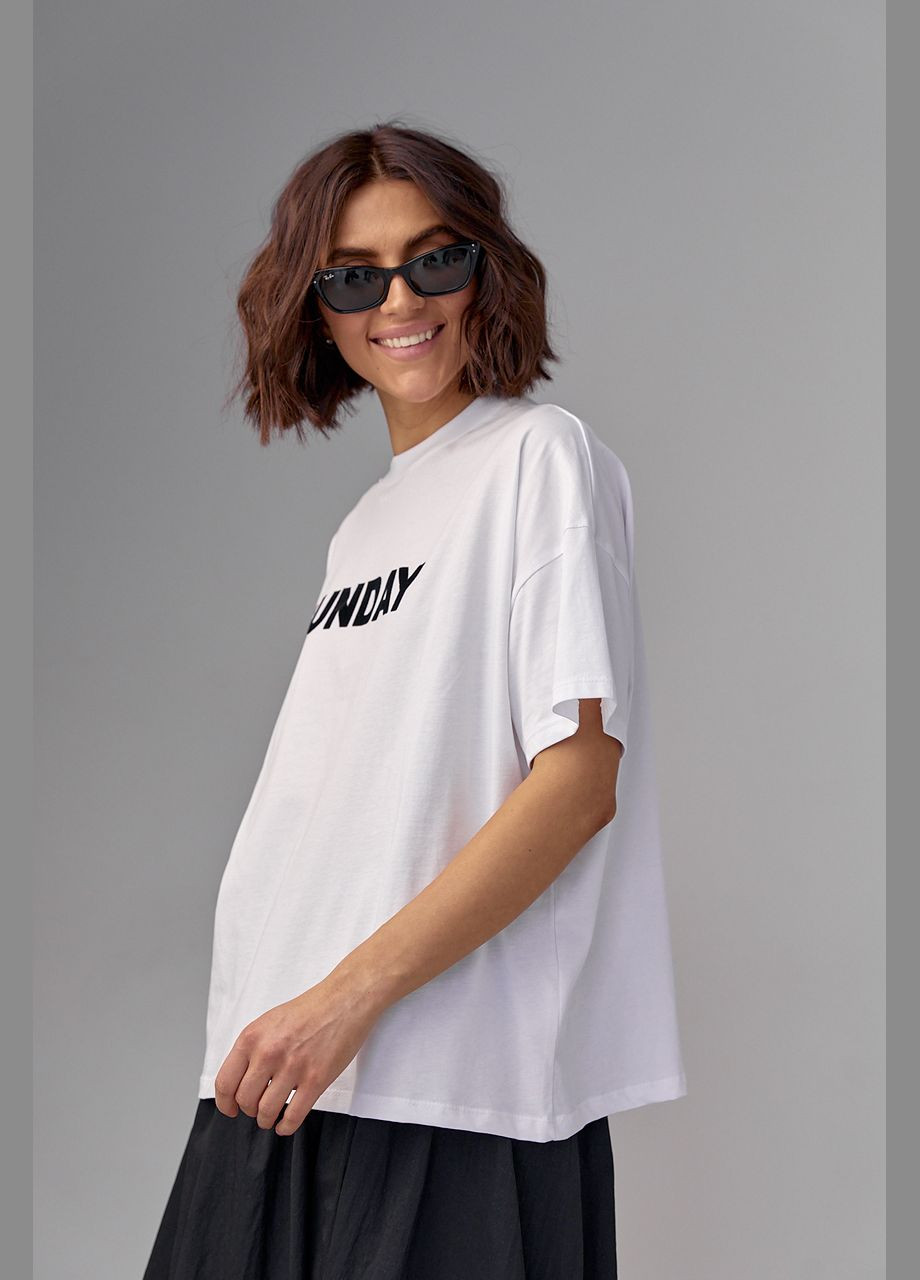 Женская футболка oversize с надписью Sunday Lurex - (289602418)