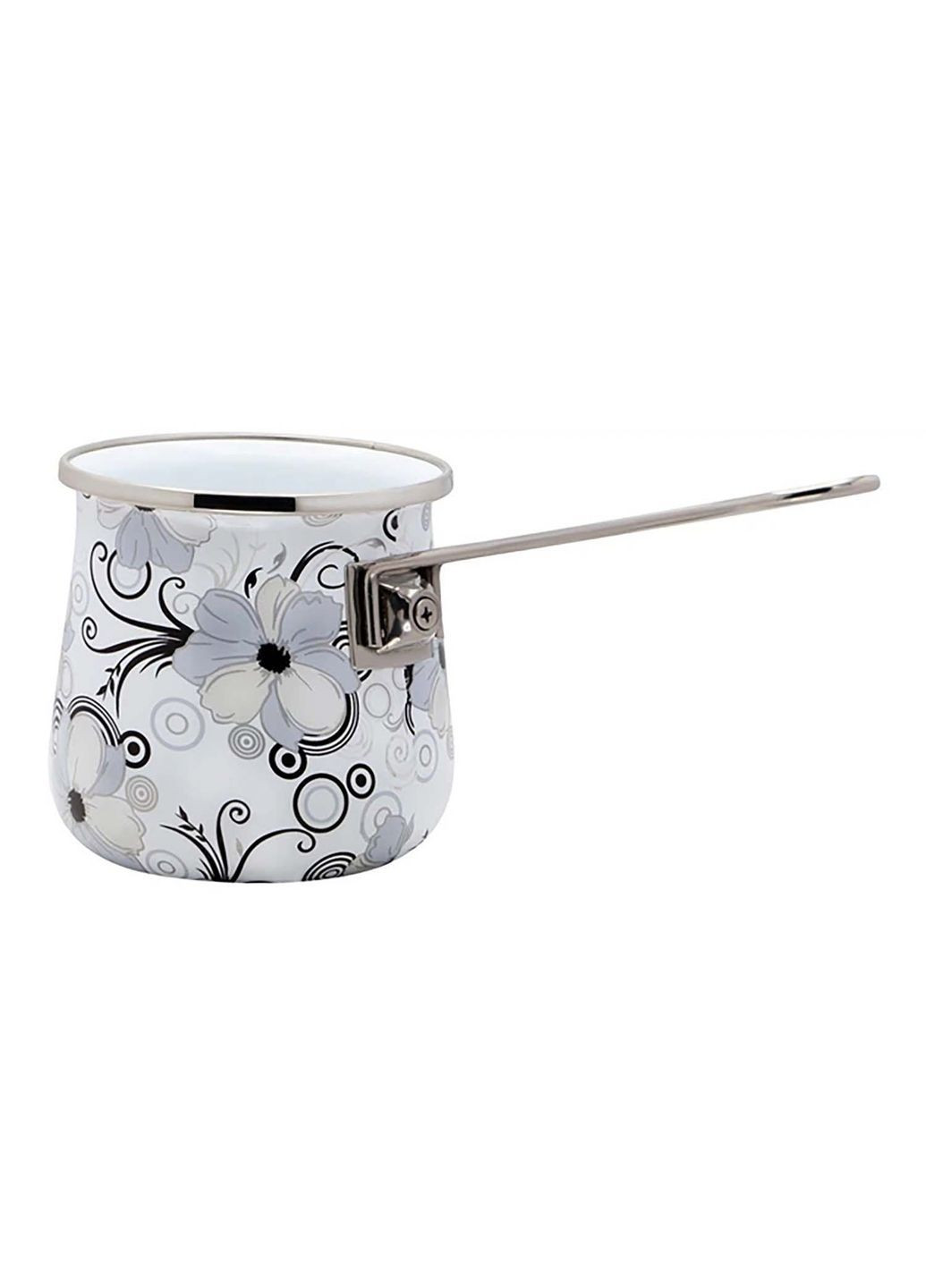 Ковшик турка для варки кофе кофеварка эмалированная с принтом "Кружево" 600мл Interos (371798326)