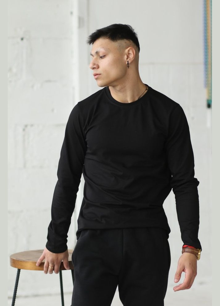 Чоловічий лонгслів чорний Quest Wear No Brand чорний