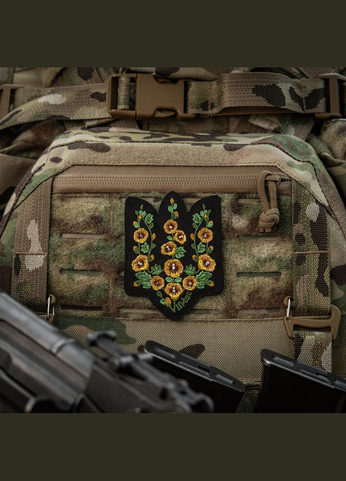 Нашивка Тризуб Мальви (вишивка) Black M-TAC (315047991)