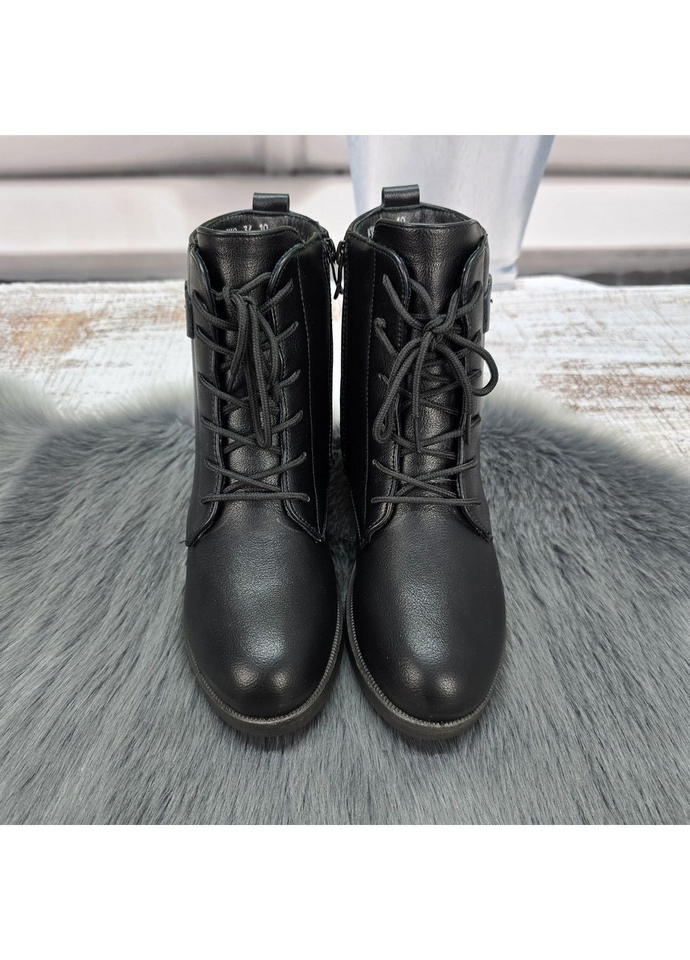 Зимние ботинки женские зимние черные эко-кожа на меху Nayasitun из искусственной кожи