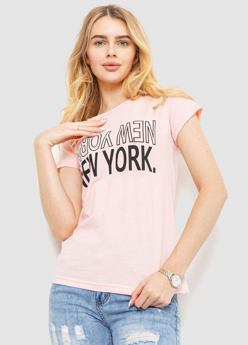 Светло-розовая демисезон футболка женская с принтом, цвет светло-розовый, Ager