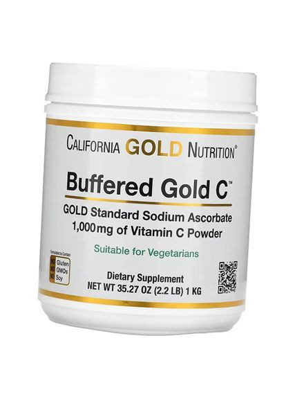 Некислый буферизованный витамин C в форме порошка, Buffered Gold C, 238г (36427022) California Gold Nutrition (293255348)