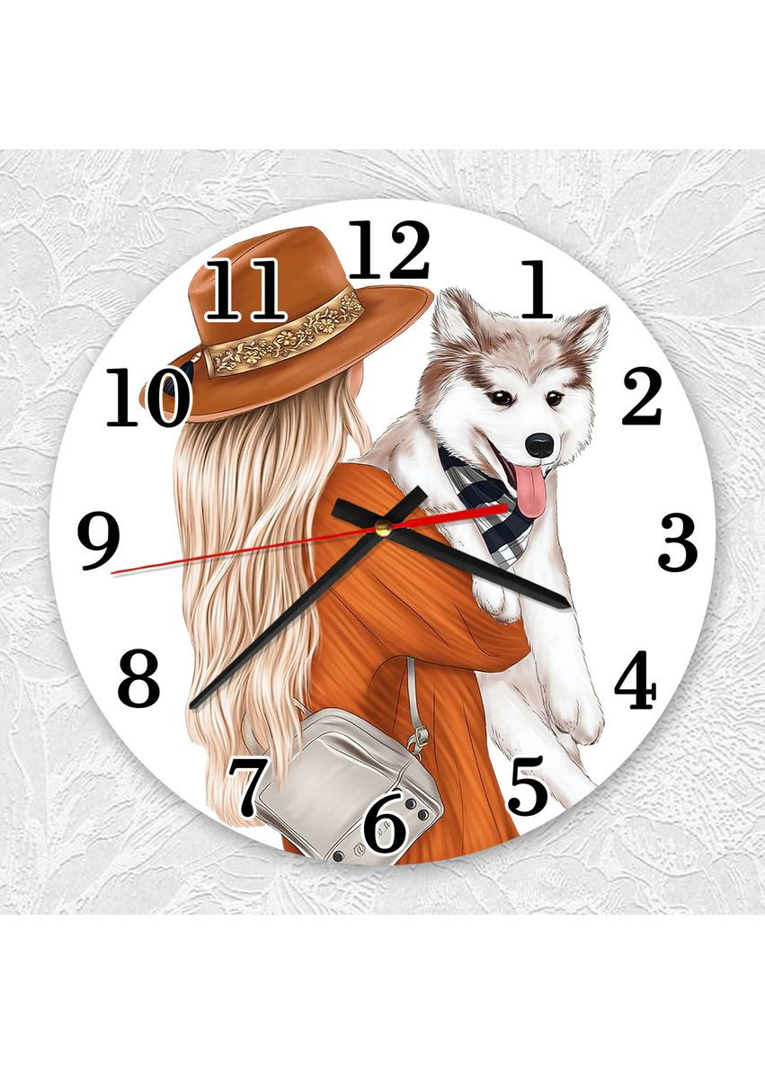 Часы настенные Девушка с собачкой (принт 115) Creative (360678595)