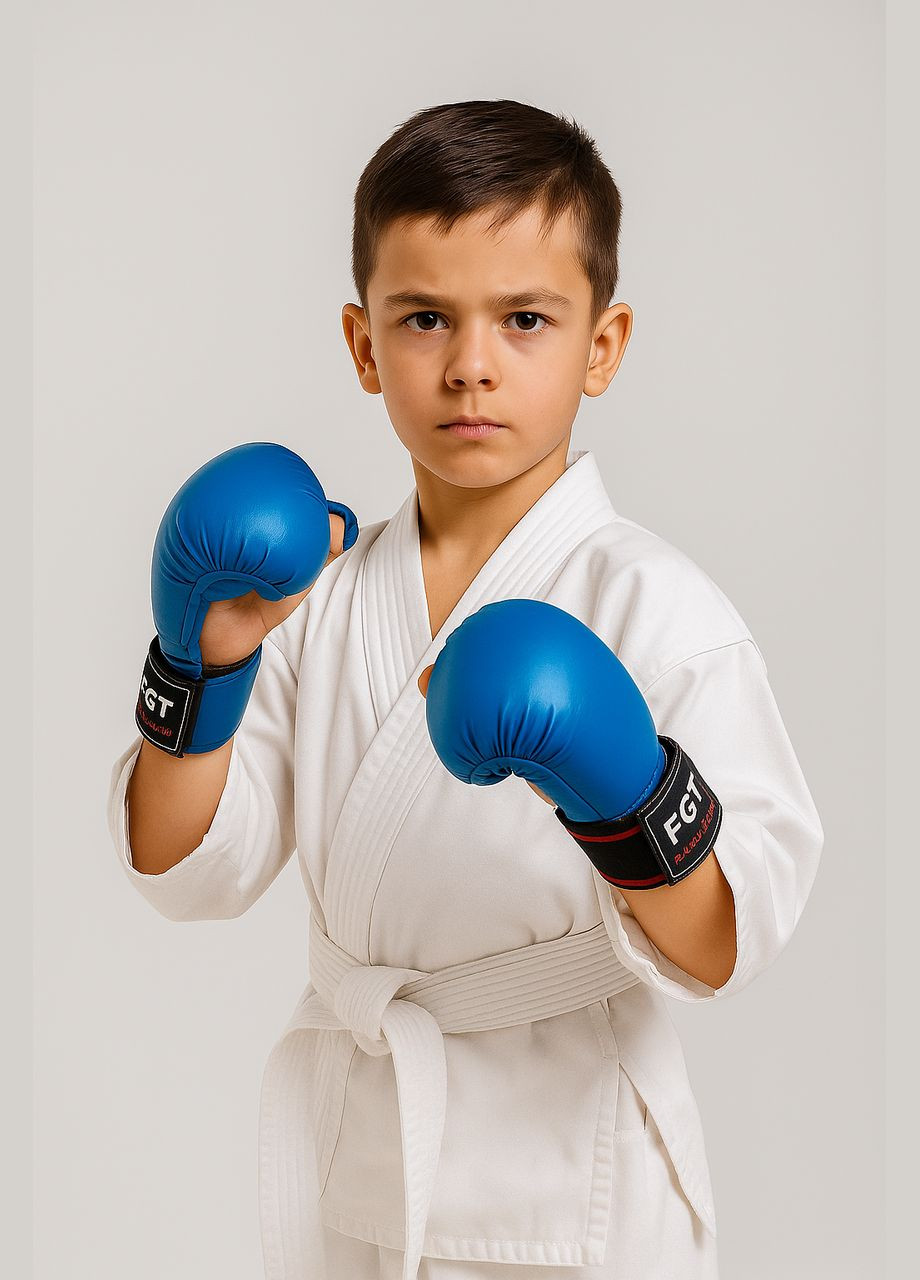 Рукавички для карате, накладки для карате з пальцем, розмір М, колір синій FGT (360890561)