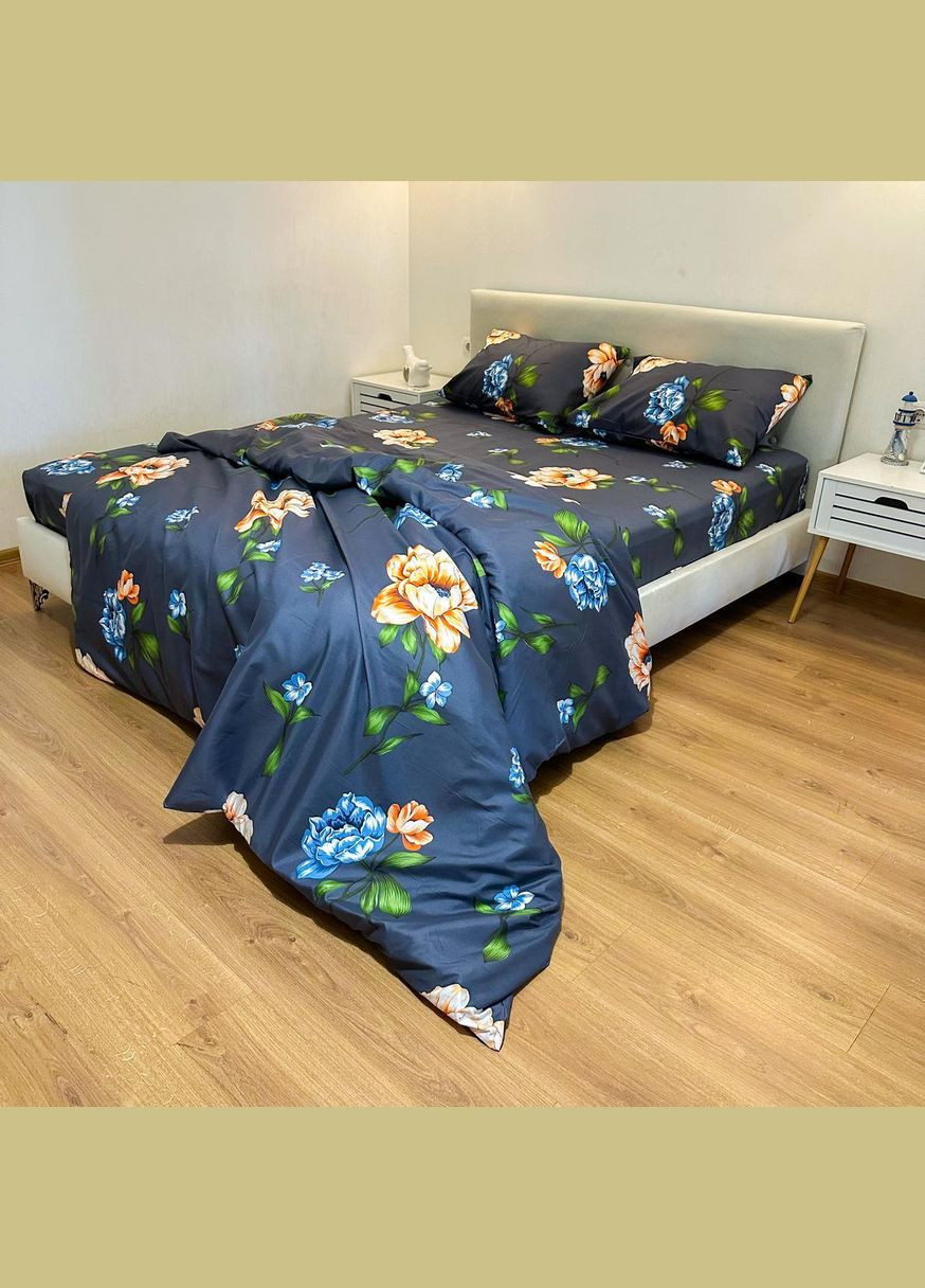 Постельное белье “ ”,Поликотон,Темно-Синий,Семейный, P-0121 Lelit (308071792)